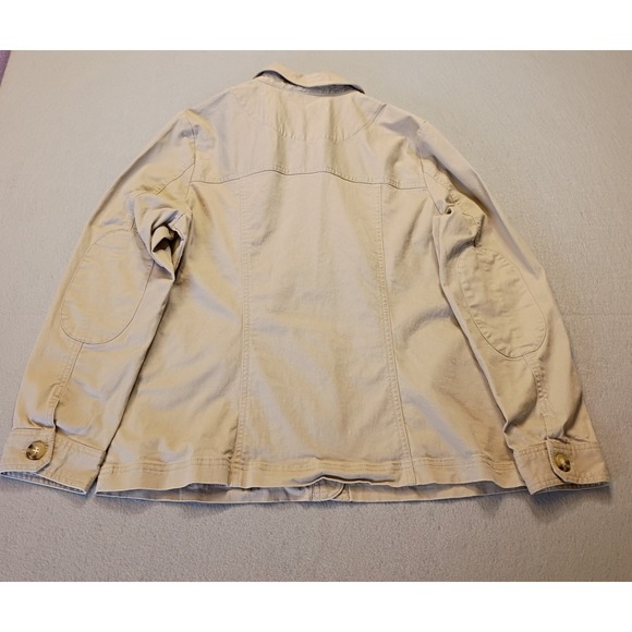 Appleseed's Long Sleeve Button Down Blazer Size Petite Medium‎ Pink Floral Khaki - Picture 3 of 14